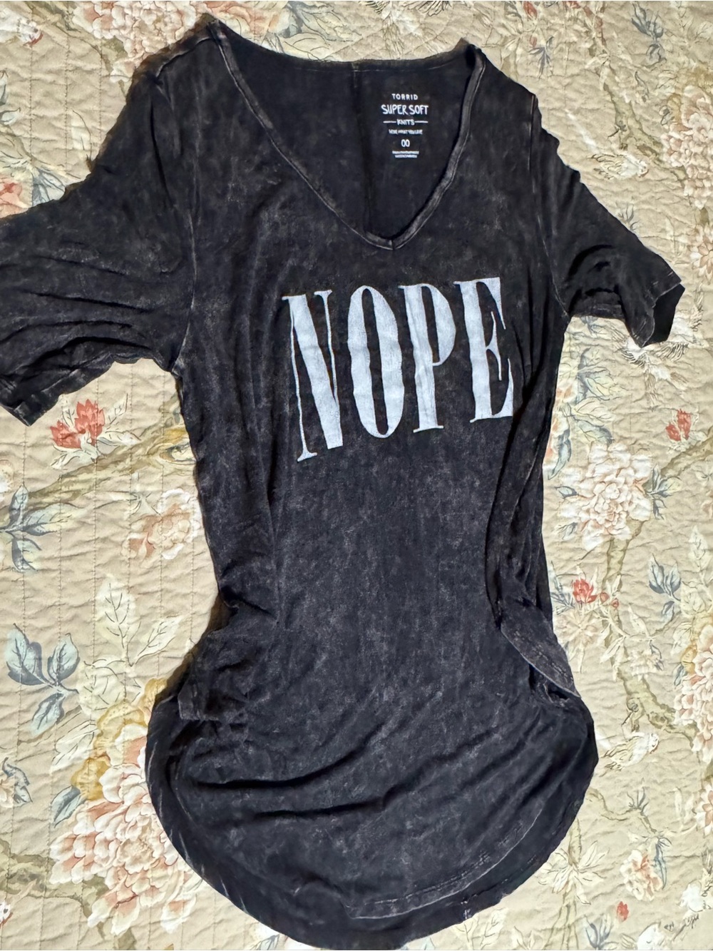 torrid Black V-Neck Graphic Tee with 'NOPE' Print